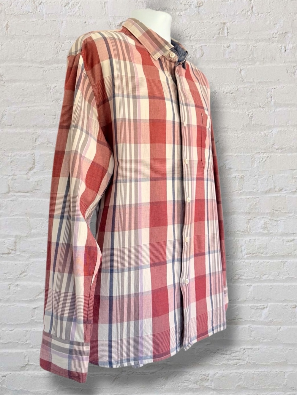Tommy Bahama Men’s XL Plaid Long Sleeve Button Down Shirt Cotton Silk Blend Red - Picture 5 of 13